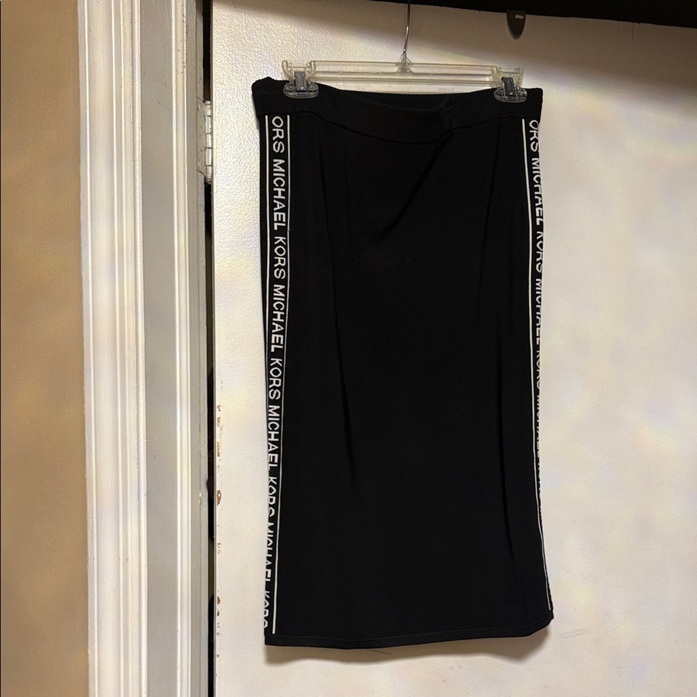 Michael Kors Black knit Pencil Skirt with Logo Trim